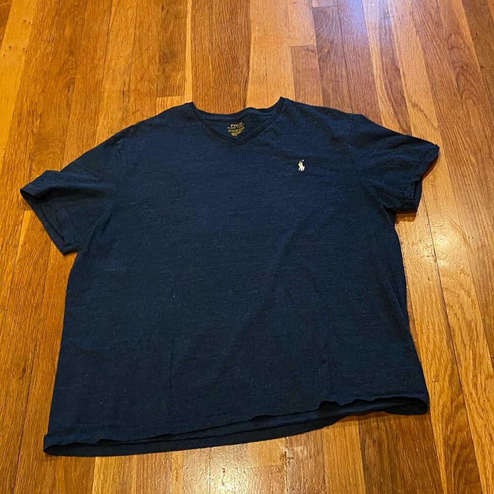 Polo Ralph Lauren Dark Blue V-Neck Pullover T-Shirt Size XL
